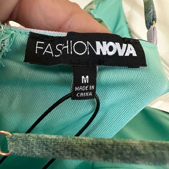 NWT Fashion Nova Teal and Green Dress - Picture 2 of 5